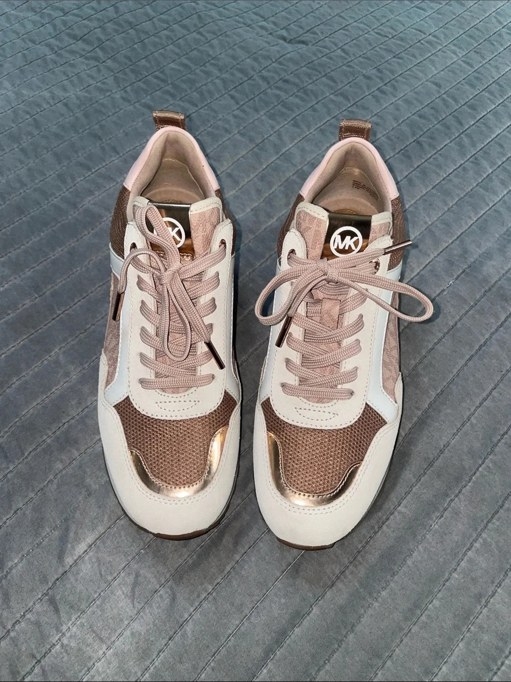 Michael Kors Pink and Rose Gold Logo Trainer Sneakers